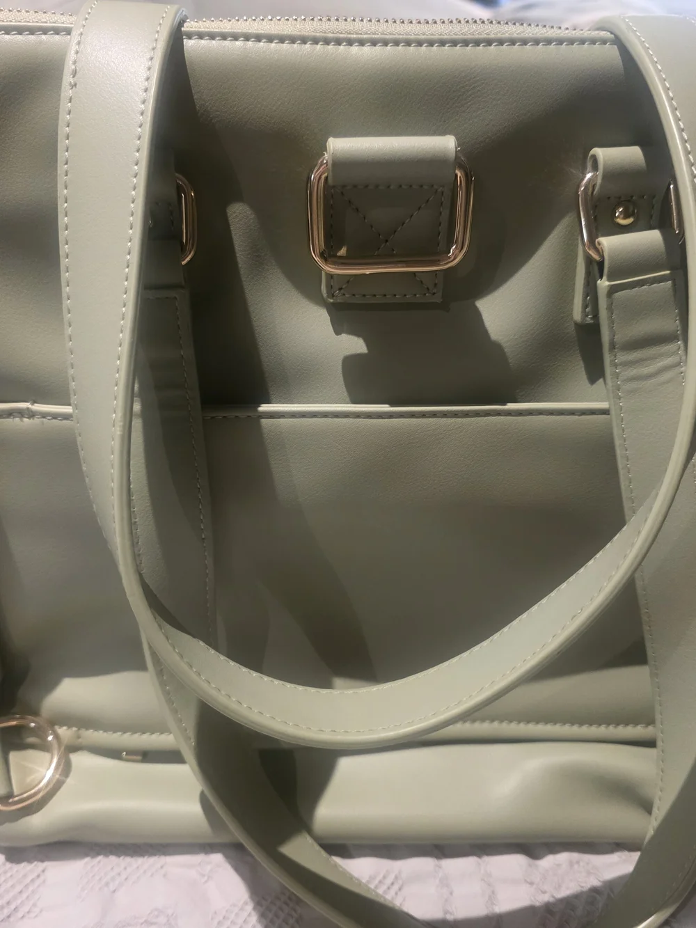 White Elm Sage Green Laptop Tote with Tassel